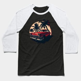 vintage style car with palm tree summer vacation design Baseball T-Shirt